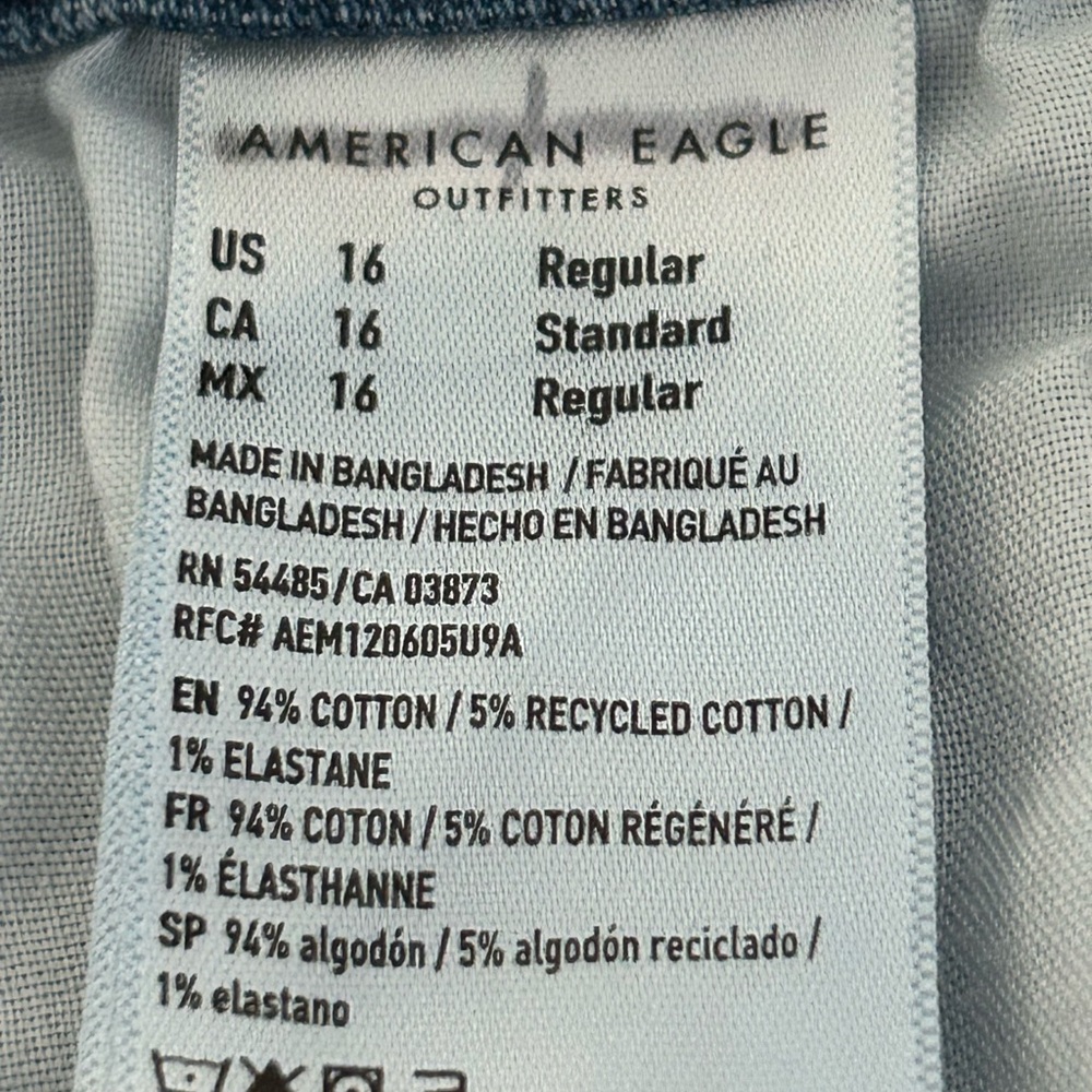 American Eagle Mom Ripped Straight Jeans Blue Size 16 - Picture 9 of 15